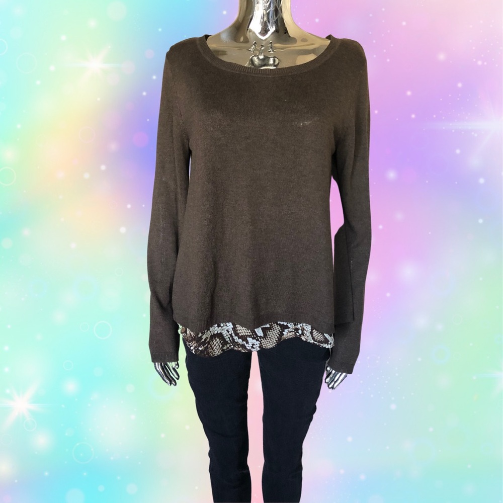 Verve Brown Knit Sweater with Back Slit Size L